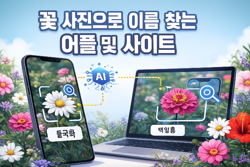 꽃 사진으로 이름 찾는 어플 및 사이트 썸네일 이미지